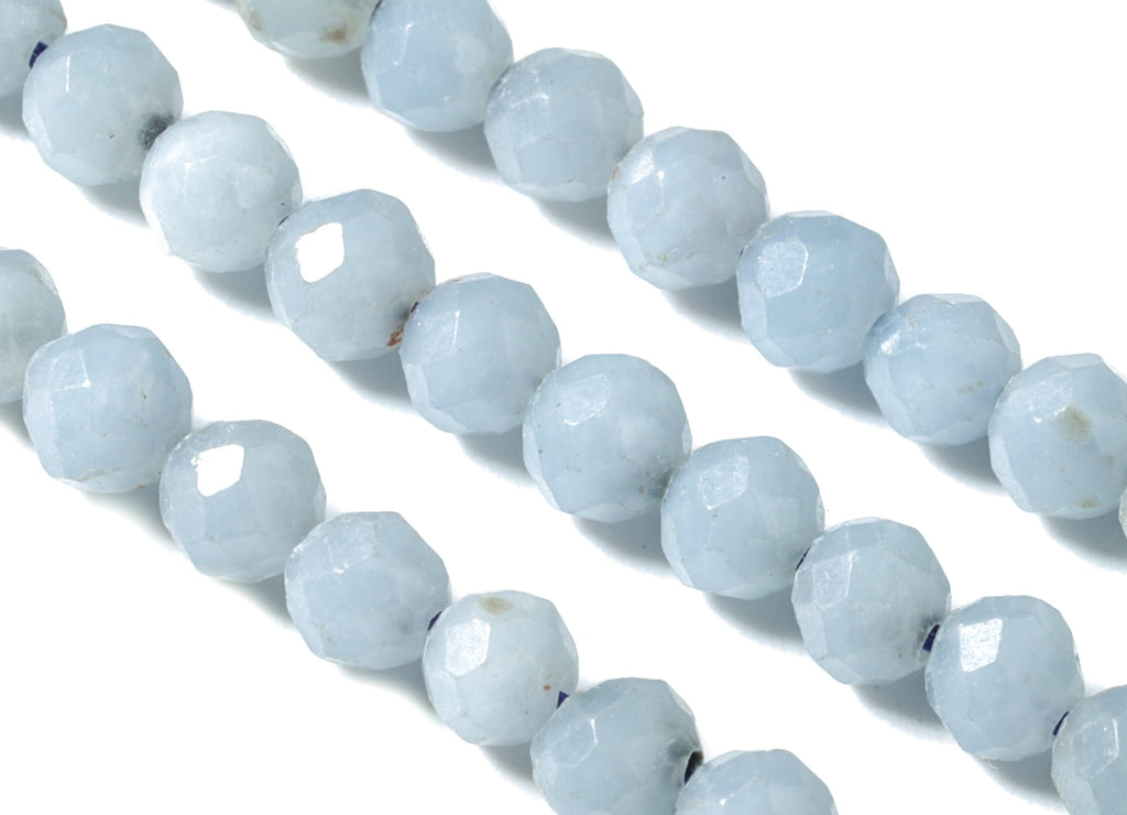Aquamarine Stone Round Beads 4mm - 15.5 inch - Faceted Round Gemstone Beads - Natural Stone Beads - 4x4mm - NS1243 - DOMEDBAZAAR