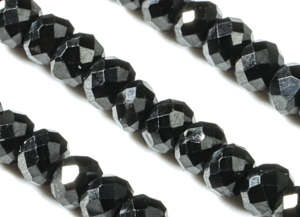 Black Spinel Rondelle Beads 2-3mm - 15.5 inch - Faceted Rondelle Gemstone Beads - Natural Stone Beads - 2x3mm - NS1264 - DOMEDBAZAAR