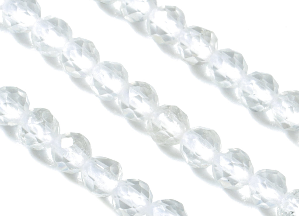 White Crystal Round Beads 2mm - 15.5 inch - Faceted Round Gemstone Beads - Natural Stone Beads - 2x2mm - NS1269 - DOMEDBAZAAR