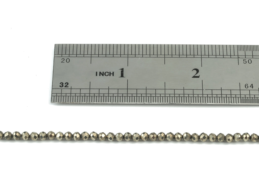 Pyrite Round Beads 3mm - 15.5 inch - Faceted Round Gemstone Beads - Natural Stone Beads - 3x3mm - NS1225 - DOMEDBAZAAR