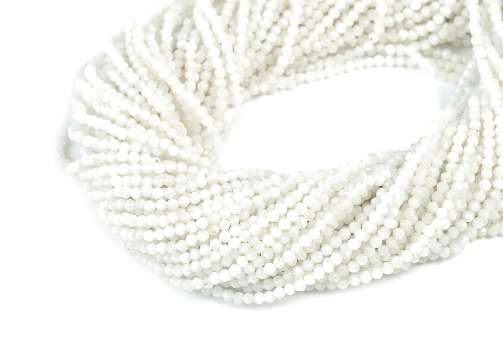 Moon Stone Round Beads 2-3mm - 15.5 inch - Faceted Round Gemstone Beads - Natural Stone Beads - 3x3mm - NS1280 - DOMEDBAZAAR