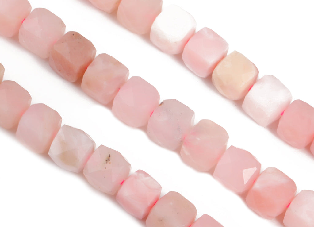 Pink Opal Cube Beads 4mm - 15.5 inch - Faceted Cube Gemstone Beads - Natural Stone Beads - 4x4mm - NS1117 - DOMEDBAZAAR