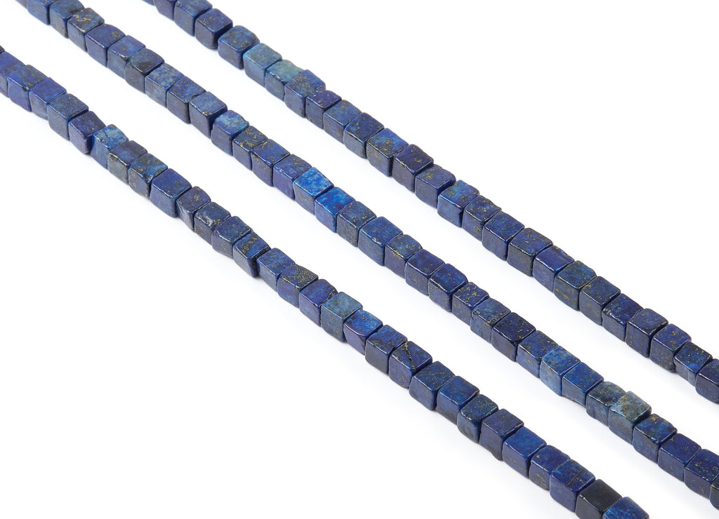 Cube Gemstone Beads - Lapis Lazuli Beads - 15.7&quot;/82PCS/ 1 Strand - 4.5x4.5mm - Natural Stone Beads - NS1001A - DOMEDBAZAAR