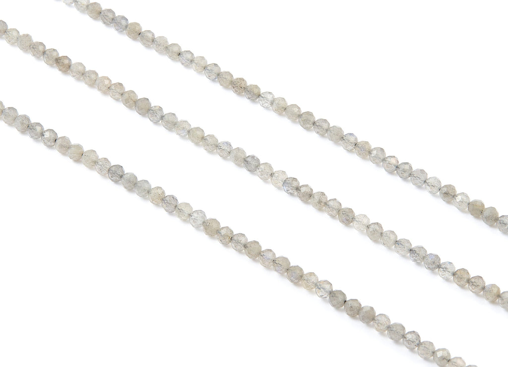 Faceted Gemstone Beads - Labradorite Rondelles Beads - 15.35&quot; / 125PCS / 1 Strand - 3.32x3.32mm - Natural Stone Beads - NS1005C - DOMEDBAZAAR