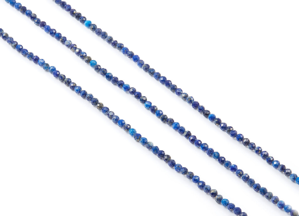 Faceted Gemstone Beads - Lapis Lazuli Beads - 15.5&quot; / 163PCS / 1 Strand - 2.74x2.74mm - Natural Stone Beads - NS1001D - DOMEDBAZAAR