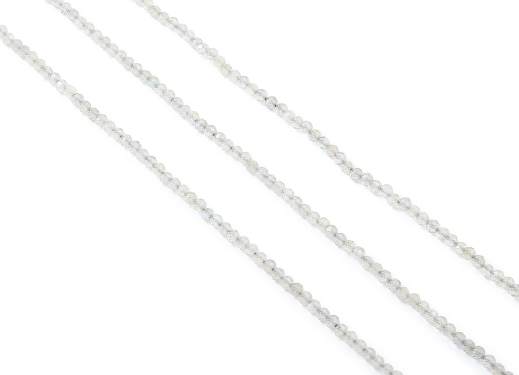 Faceted Gemstone Beads - Labradorite Rondelles Beads - 15.8&quot; / 162 PCS / 1 Strand - 2.6x2.6mm - Natural Stone Beads - NS1005B - DOMEDBAZAAR