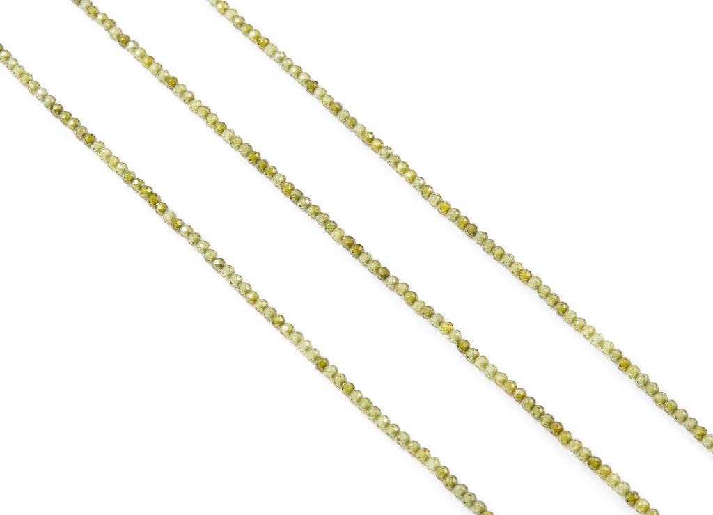 Green Zircon Round Faceted Beads - Green Zircon Beads - 15.1&quot; / 202pcs / 1 Strand  - 2x2mm - Gemstone Beads - NS1020A - DOMEDBAZAAR