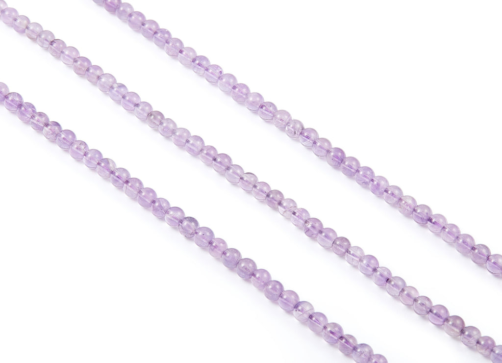 Round Gemstone Beads - Amethyst Beads - 15.5&quot;/98PCS/ 1 Strand - 4.3x4.3mm - Natural Stone Beads - NS1002A - DOMEDBAZAAR