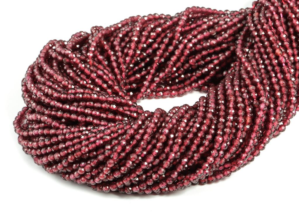 Garnet Round Beads 2.7mm - 15.5 inch - Faceted Round Gemstone Beads - Natural Stone Beads - 2.7x2.7mm - NS1390 - DOMEDBAZAAR