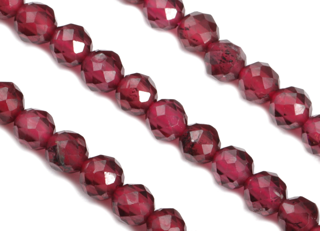 Garnet Round Beads 2.7mm - 15.5 inch - Faceted Round Gemstone Beads - Natural Stone Beads - 2.7x2.7mm - NS1390 - DOMEDBAZAAR