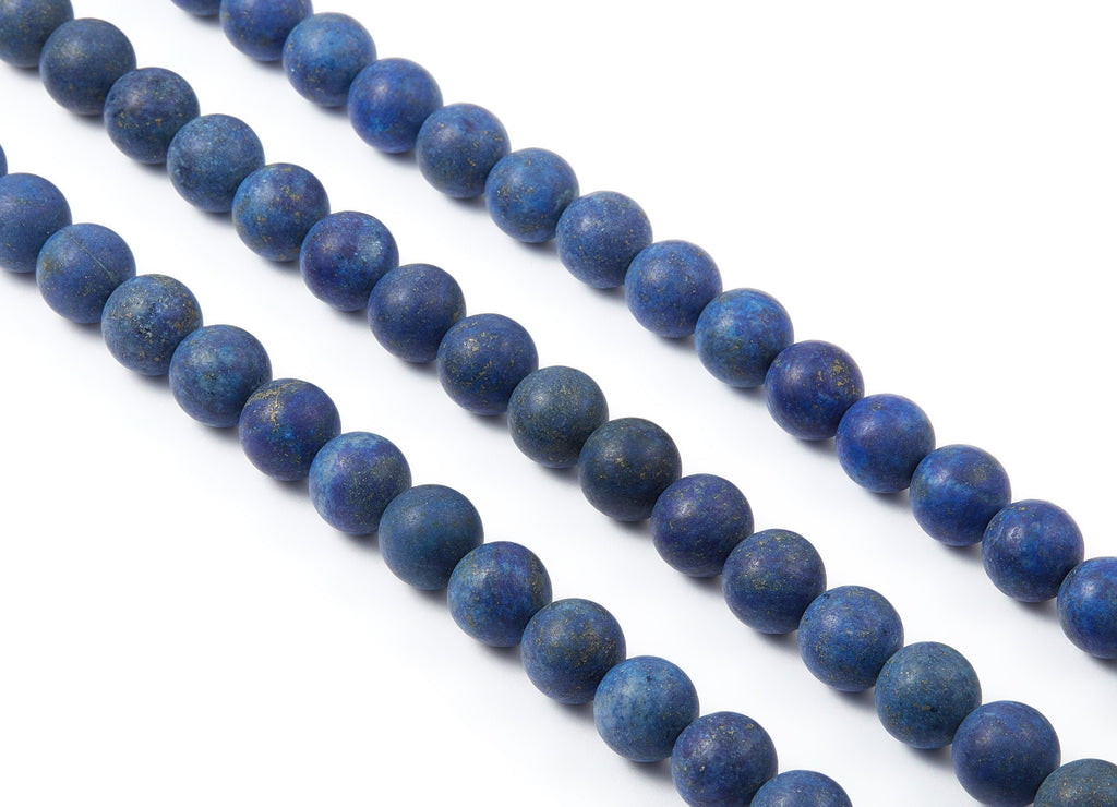 Round Gemstone Beads - Matte Lapis Lazuli Beads - 15.5&quot;/40pcs/ 1 Strand - 10.1x10.1mm - Natural Stone Beads - NS1001C - DOMEDBAZAAR