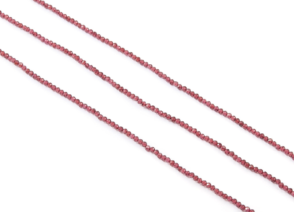 Faceted Gemstone Beads - Garnet Beads - 15.1&quot; / 210pcs / 1 Strand - 1.95x1.95mm - Natural Stone Beads - NS1006A - DOMEDBAZAAR