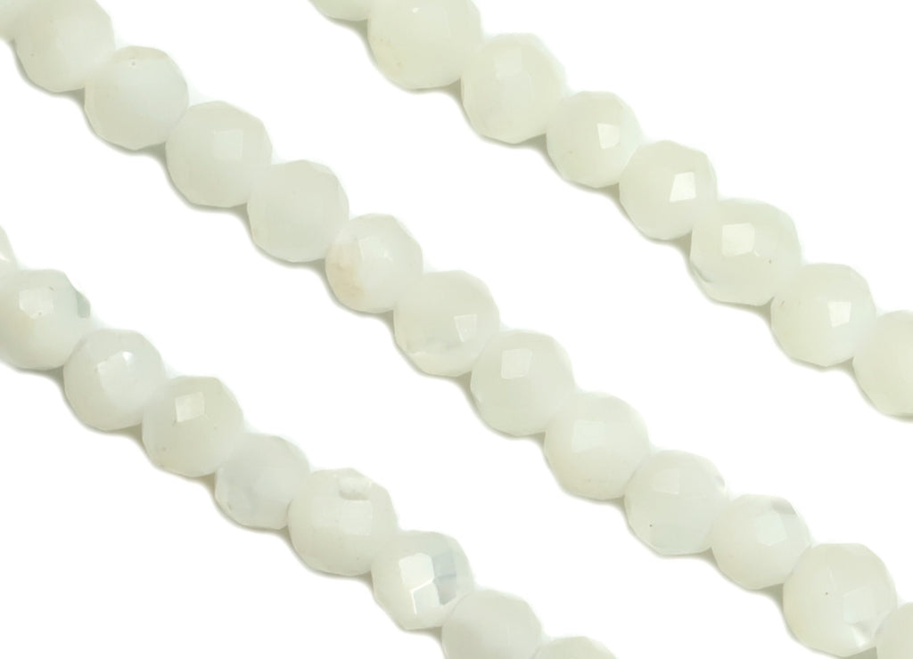 White Conch Round Beads 2mm - 15.5 inch - Faceted Round Gemstone Beads - Natural Stone Beads - 2x2mm - NS1278 - DOMEDBAZAAR