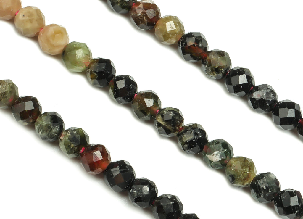 Tourmaline Round BeadsNatural Faceted 3mm - 15.5 inch - Faceted Round Gemstone Beads - Natural Stone Beads - Jewelry Making -3x3mm- NS1400 - DOMEDBAZAAR