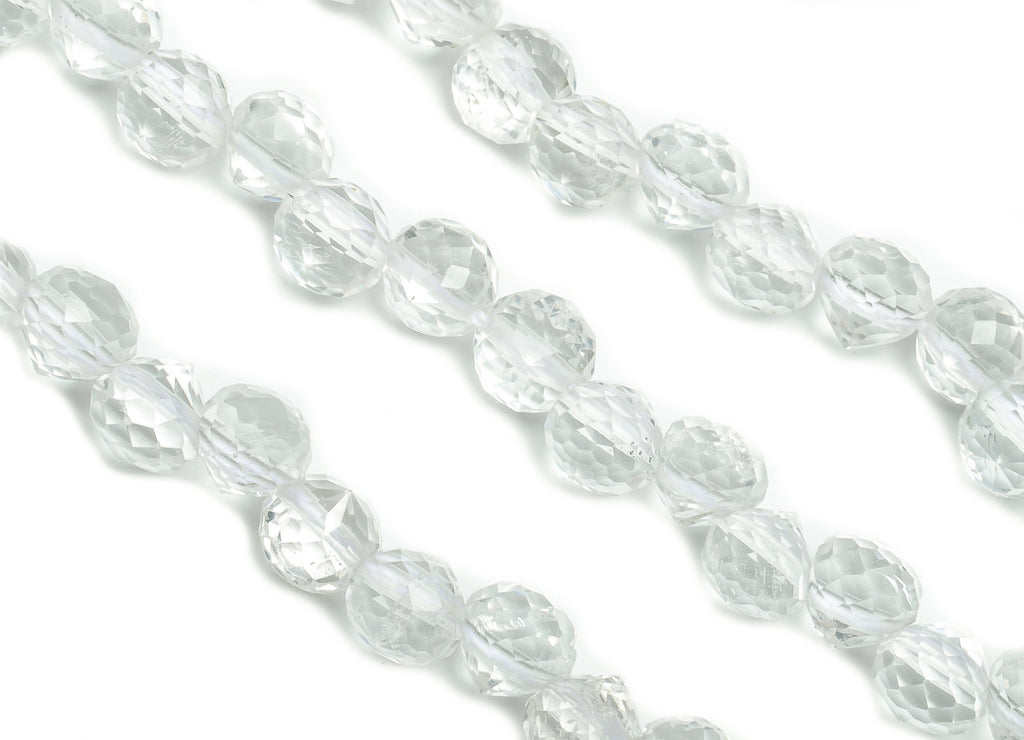 White Crystal Drop Beads - 15.5inch - White Crystal Drop Beads - Faceted Drop Gemstone Beads - Natural Stone Beads - 6.7x6.4mm - NS1393A - DOMEDBAZAAR
