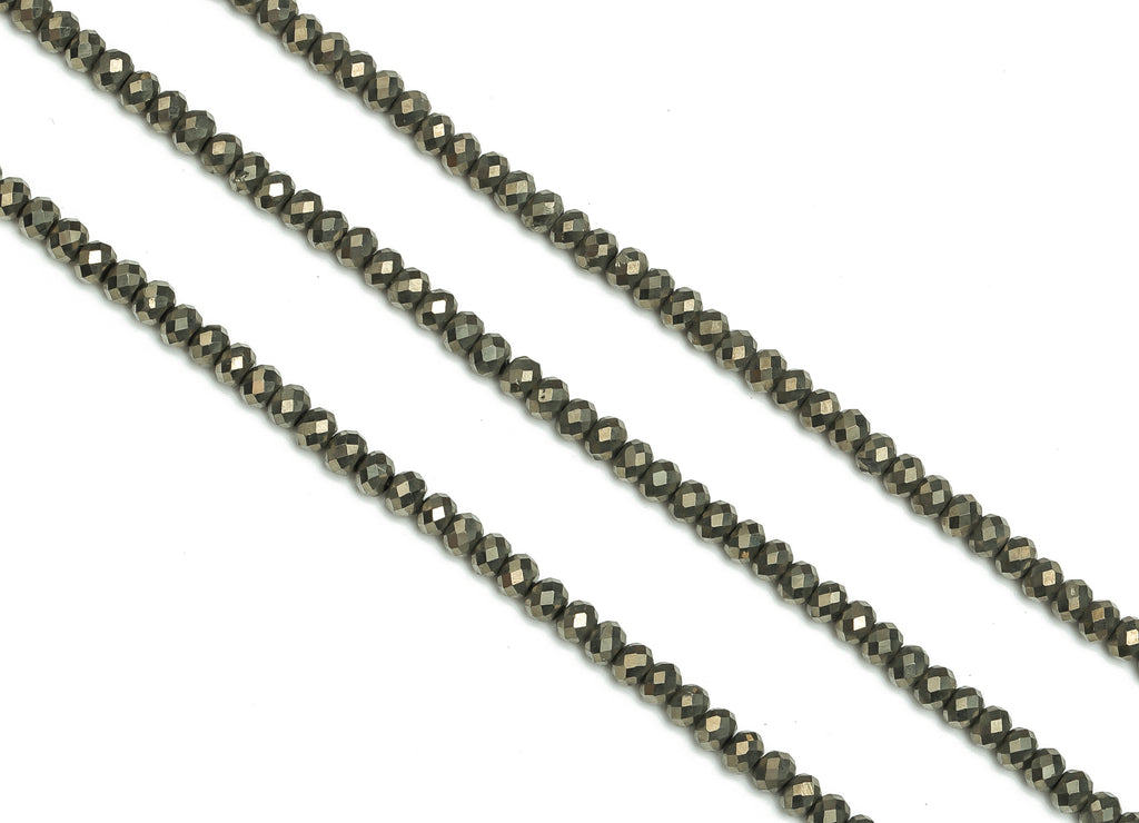Pyrites Rondelle Beads 3-4mm - 15.5 inch - Faceted Rondelle Gemstone Beads - Natural Stone Beads -Jewelry Making Supplies -3.0x4.0mm- NS1394 - DOMEDBAZAAR