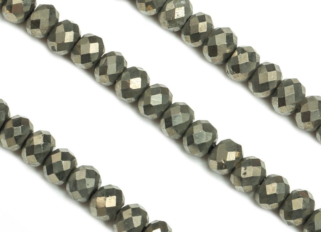 Pyrites Rondelle Beads 3-4mm - 15.5 inch - Faceted Rondelle Gemstone Beads - Natural Stone Beads -Jewelry Making Supplies -3.0x4.0mm- NS1394 - DOMEDBAZAAR