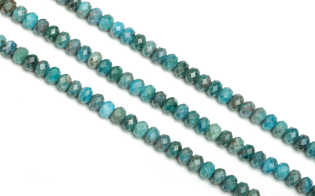 Blue Apatite Rondellle Beads 6X4mm -15.5 inch - Faceted Rondelle Gemstone Beads - Natural Stone Beads - 6x4mm - NS1395 - DOMEDBAZAAR