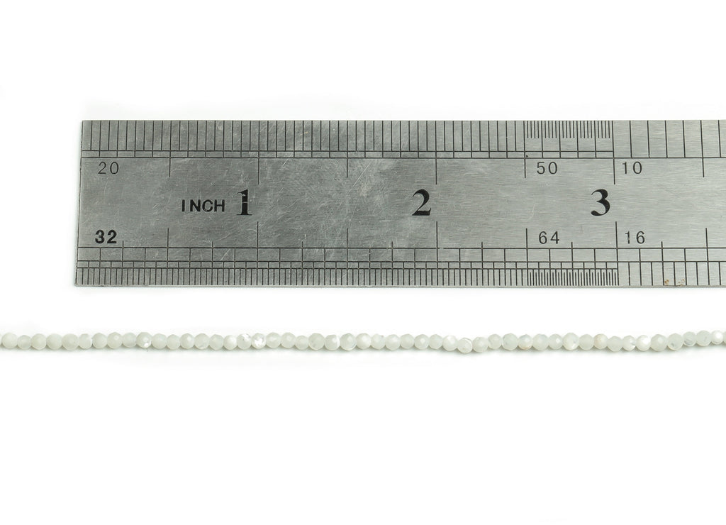White Conch Round Beads 2mm - 15.5 inch - Faceted Round Gemstone Beads - Natural Stone Beads - 2x2mm - NS1278 - DOMEDBAZAAR