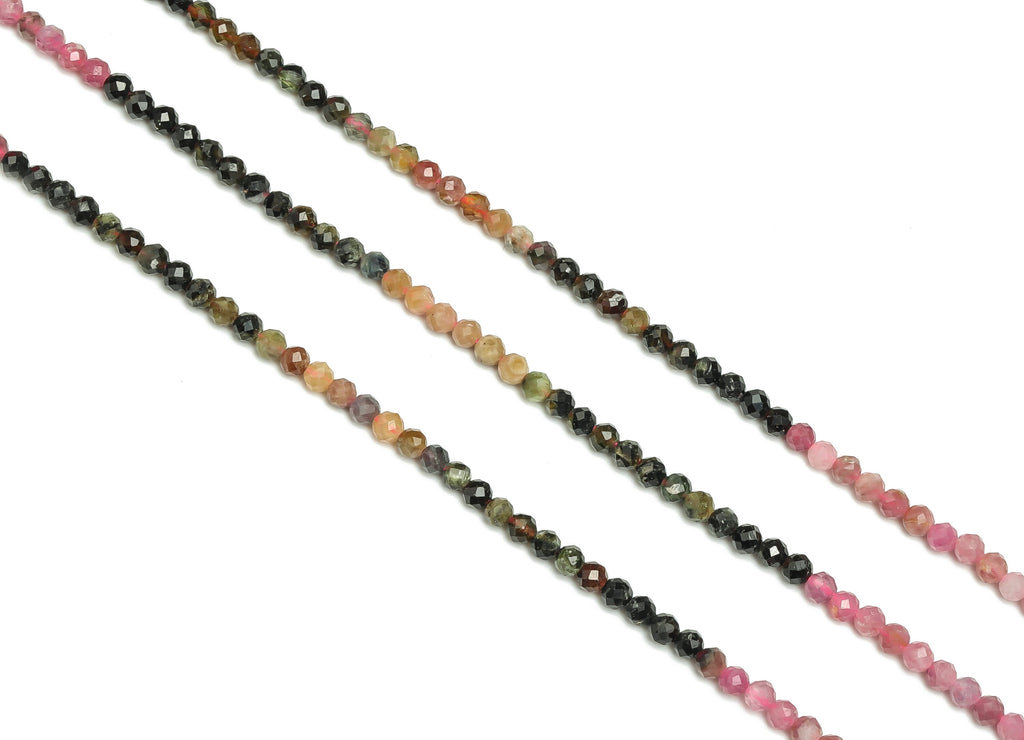 Tourmaline Round BeadsNatural Faceted 3mm - 15.5 inch - Faceted Round Gemstone Beads - Natural Stone Beads - Jewelry Making -3x3mm- NS1400 - DOMEDBAZAAR