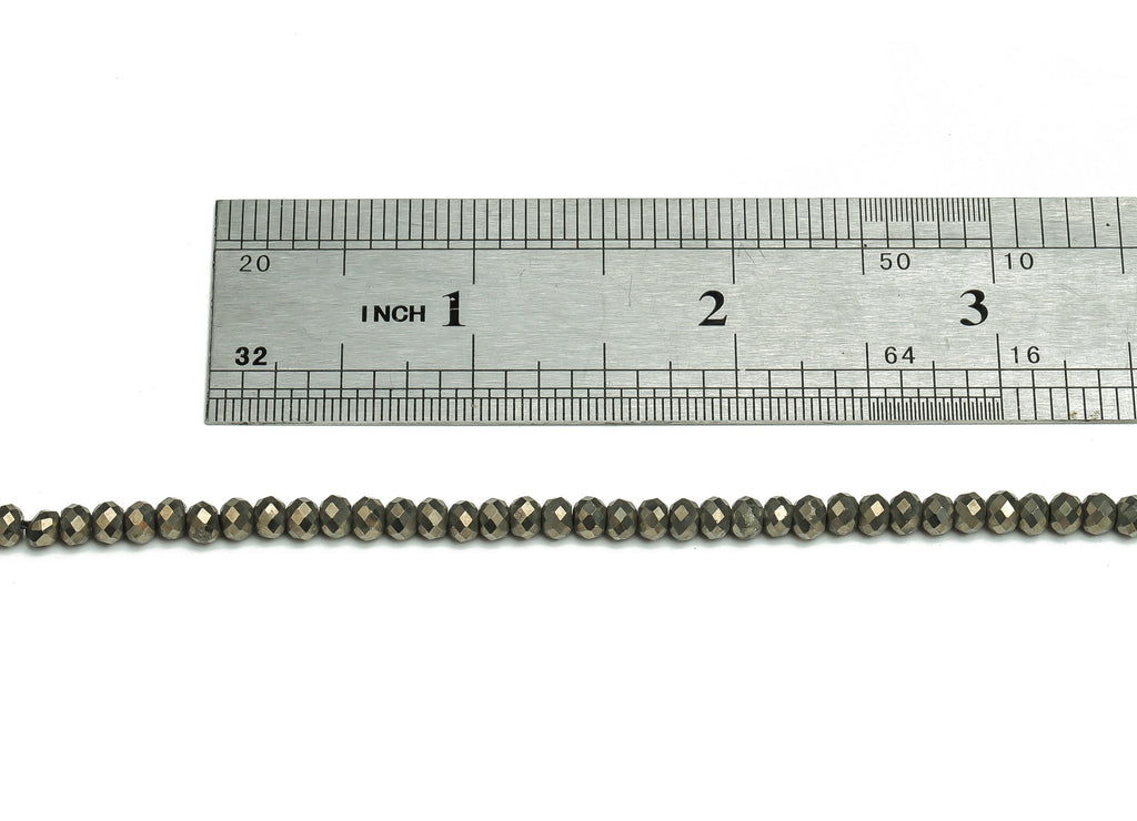 Pyrites Rondelle Beads 3-4mm - 15.5 inch - Faceted Rondelle Gemstone Beads - Natural Stone Beads -Jewelry Making Supplies -3.0x4.0mm- NS1394 - DOMEDBAZAAR