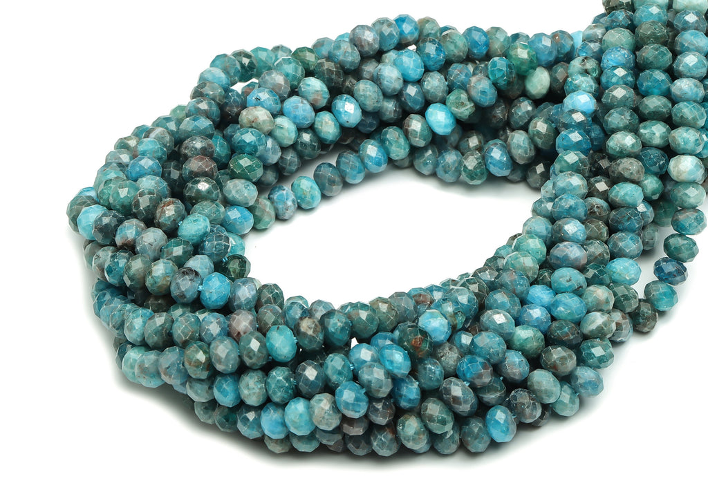 Blue Apatite Rondellle Beads 6X4mm -15.5 inch - Faceted Rondelle Gemstone Beads - Natural Stone Beads - 6x4mm - NS1395 - DOMEDBAZAAR