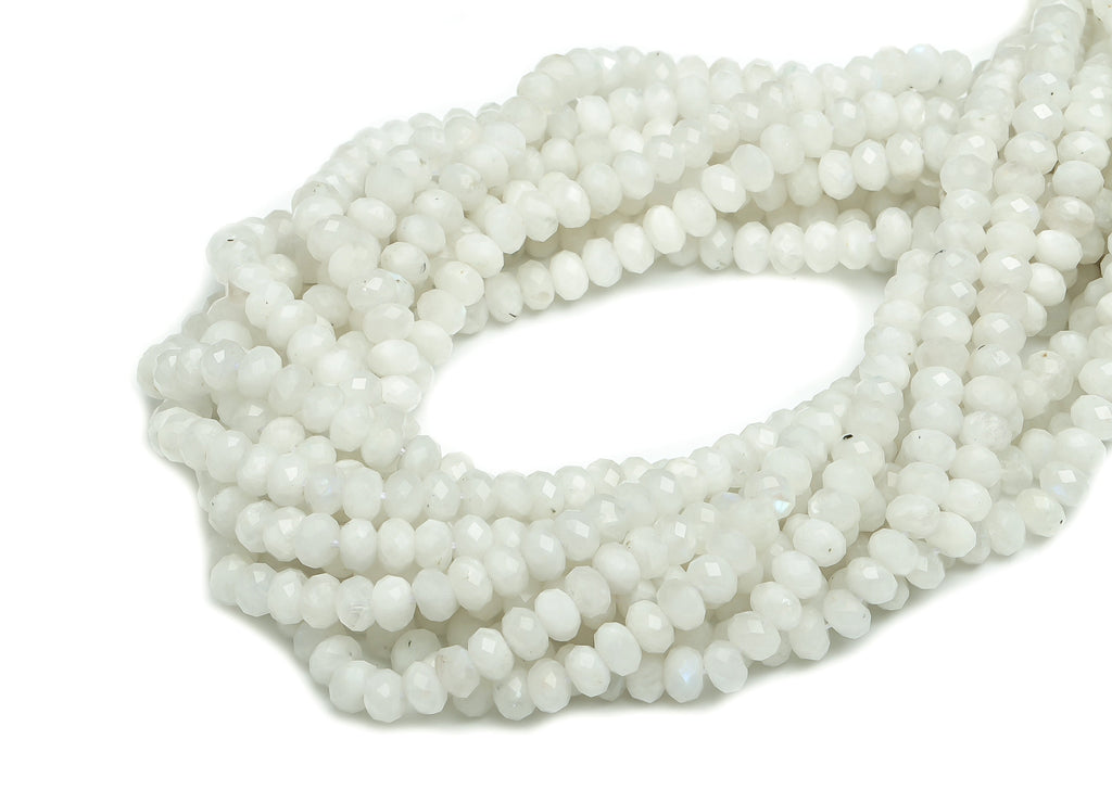 Blue Moonstone Rondelle Beads 4mm - 15.5 inch - Faceted Rondelle Gemstone Beads - Natural Stone Beads - Jewelry Making 4mm- NS1396 - DOMEDBAZAAR