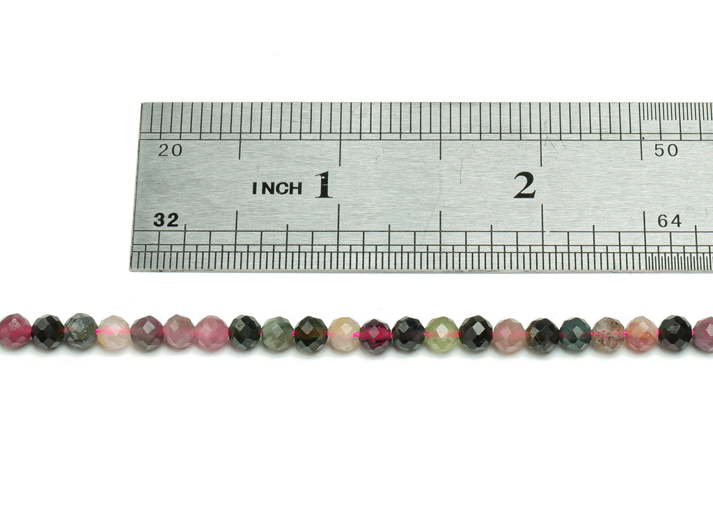 Tourmaline Round Beads 4mm - 15.5 inch - Faceted Round Gemstone Beads - Natural Stone Beads - 4x4mm - NS1500 - DOMEDBAZAAR