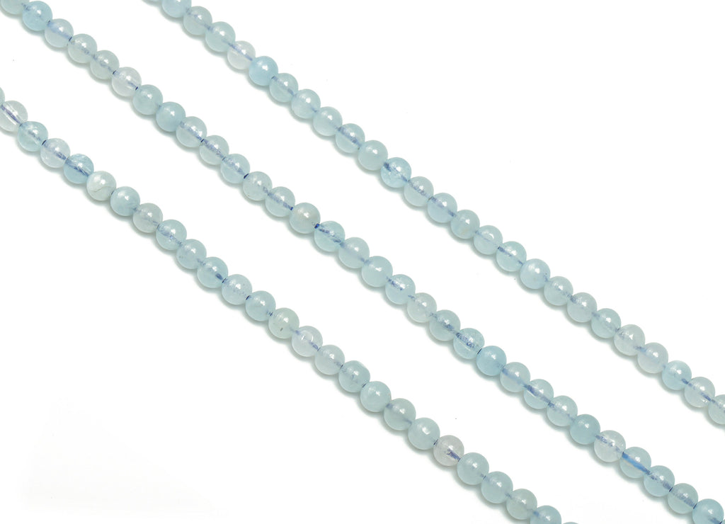 Aquamarine Round Beads 4mm - 15.5 inch - Round Gemstone Beads - Natural Stone Beads  - 4mm x 4mm - NS1467 - DOMEDBAZAAR
