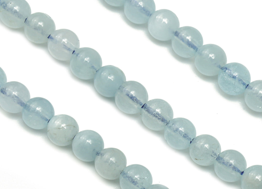 Aquamarine Round Beads 4mm - 15.5 inch - Round Gemstone Beads - Natural Stone Beads  - 4mm x 4mm - NS1467 - DOMEDBAZAAR