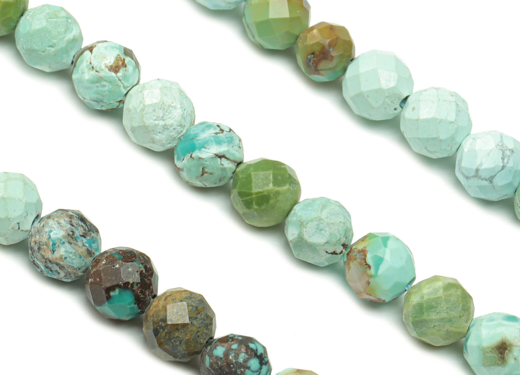 Turquoise Round Beads 4mm - 15.5 inch - Kallaite Faceted Round Gemstone Beads - Natural Stone Beads - 4x4mm - NS1465 - DOMEDBAZAAR