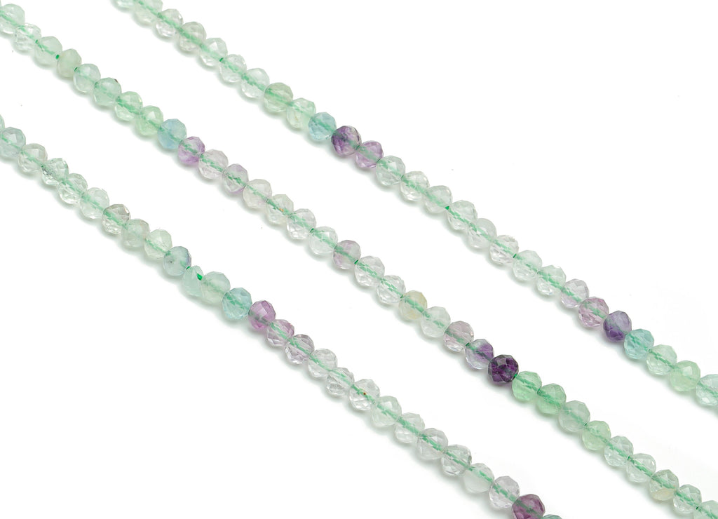 Fluorite Round Beads 4mm - 15.5 inch - Faceted Round Gemstone Beads - Natural Stone Beads - 4x4mm - NS1537 - DOMEDBAZAAR