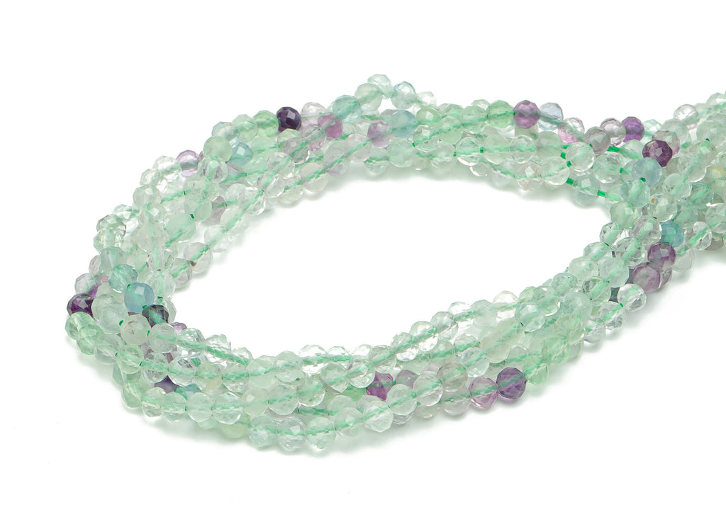 Fluorite Round Beads 4mm - 15.5 inch - Faceted Round Gemstone Beads - Natural Stone Beads - 4x4mm - NS1537 - DOMEDBAZAAR