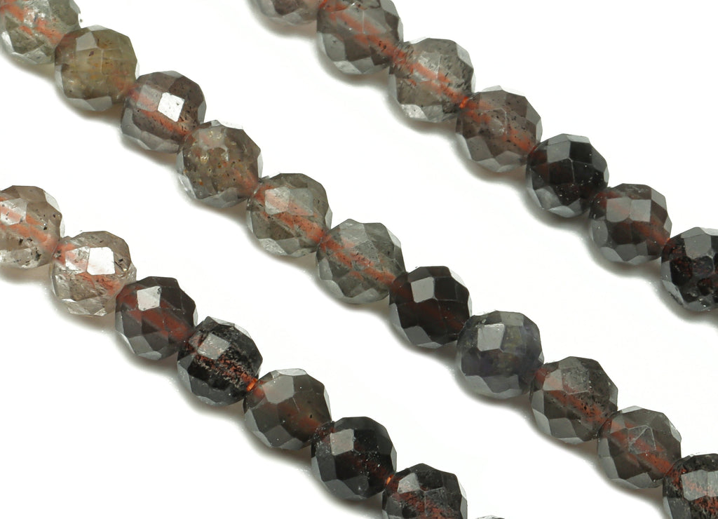 Moonstone Cat &#39;s Eye Round Beads 4mm - 15.5 inch - Faceted Round Gemstone Beads - Natural Stone Beads - 4x4mm - NS1472 - DOMEDBAZAAR