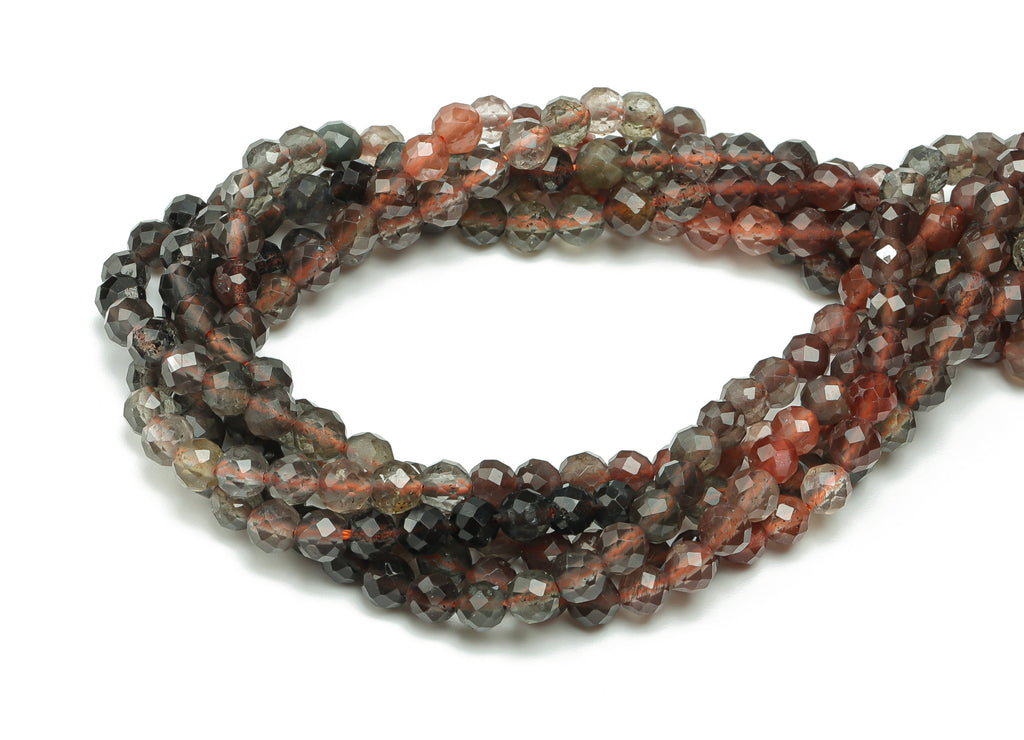Moonstone Cat &#39;s Eye Round Beads 4mm - 15.5 inch - Faceted Round Gemstone Beads - Natural Stone Beads - 4x4mm - NS1472 - DOMEDBAZAAR