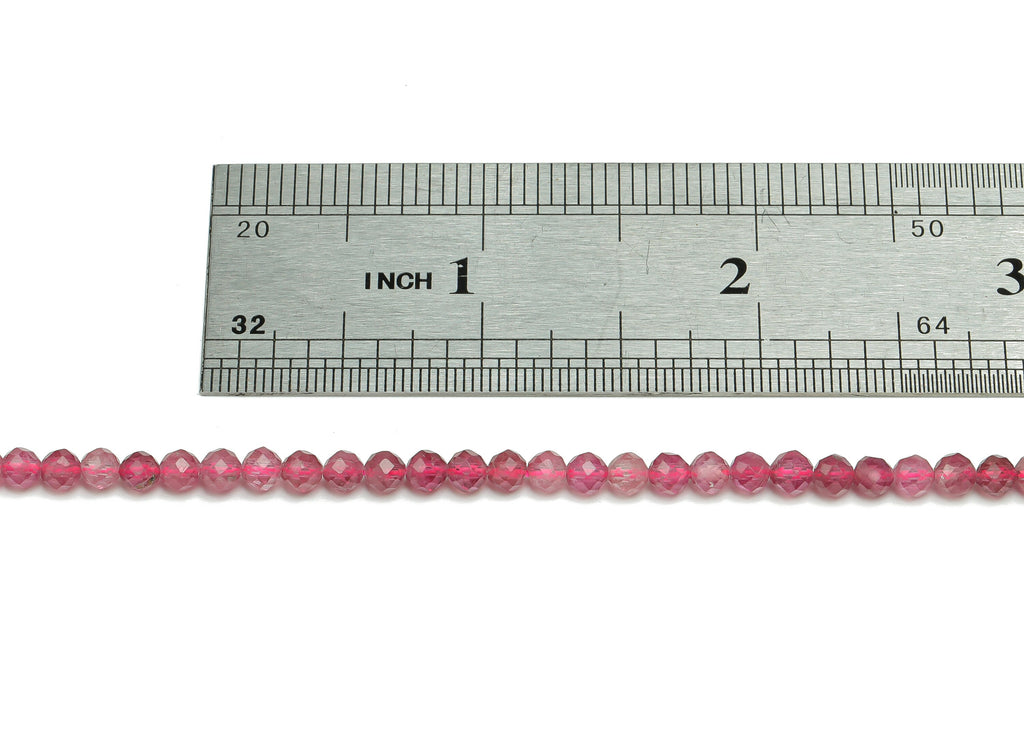 Pink Tourmaline Round Beads 3.5mm - 15.5 inch - Faceted Round Gemstone Beads - Natural Stone Beads - 3.5mm - NS1533 - DOMEDBAZAAR