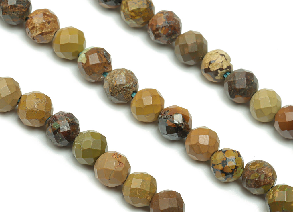 Turquoise Round Beads 5mm - 15.5 inch - Kallaite Faceted Round Gemstone Beads - Natural Stone Beads  - 4x4mm - NS1466 - DOMEDBAZAAR