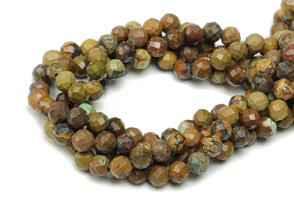 Turquoise Round Beads 5mm - 15.5 inch - Kallaite Faceted Round Gemstone Beads - Natural Stone Beads  - 4x4mm - NS1466 - DOMEDBAZAAR