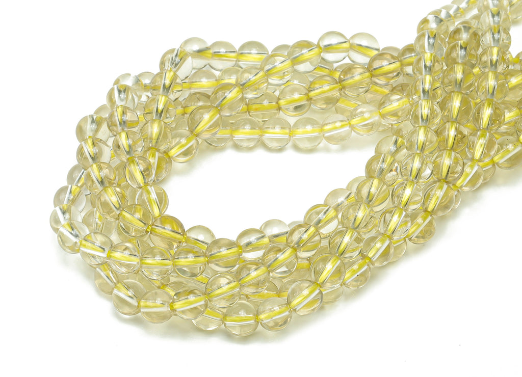 Lemon Crystal Round Beads 5mm - 15.5 inch - Round Gemstone Beads -  Natural Stone Beads - 4x4mm - NS1469 - DOMEDBAZAAR