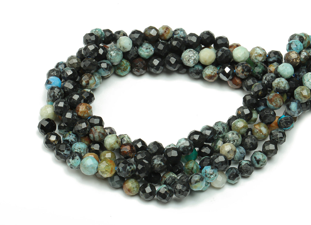 Turquoise Round Beads 4mm - 15.5 inch - Kallaite Faceted Round Gemstone Beads - Natural Stone Beads  - 4x4mm - NS1484 - DOMEDBAZAAR
