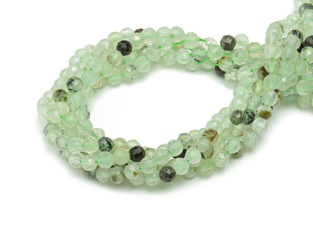 Prehnite Round Beads 4mm - 15.5 inch - Faceted Round Gemstone Beads - Natural Stone Beads - 4x4mm - NS1502 - DOMEDBAZAAR