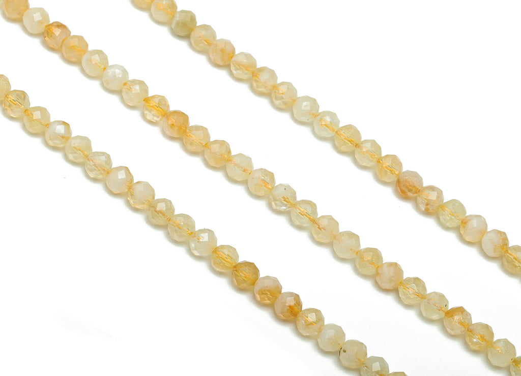 Citrine Round Beads 4mm - 15.5 inch - Faceted Round Gemstone Beads - Natural Stone Beads  - 4x4mm - NS1510 - DOMEDBAZAAR