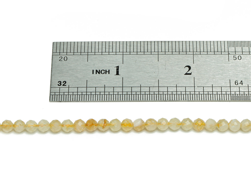 Citrine Round Beads 4mm - 15.5 inch - Faceted Round Gemstone Beads - Natural Stone Beads  - 4x4mm - NS1510 - DOMEDBAZAAR