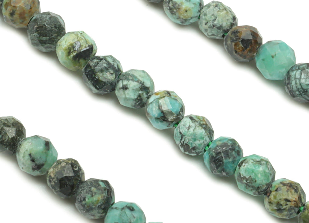 Turquoise Round Beads 2mm - 15.5 inch - Kallaite Faceted Round Gemstone Beads - Natural Stone Beads - 2x2mm - NS1539 - DOMEDBAZAAR