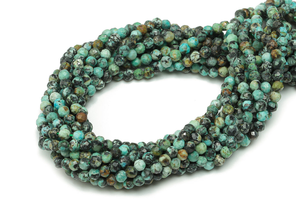 Turquoise Round Beads 2mm - 15.5 inch - Kallaite Faceted Round Gemstone Beads - Natural Stone Beads - 2x2mm - NS1539 - DOMEDBAZAAR