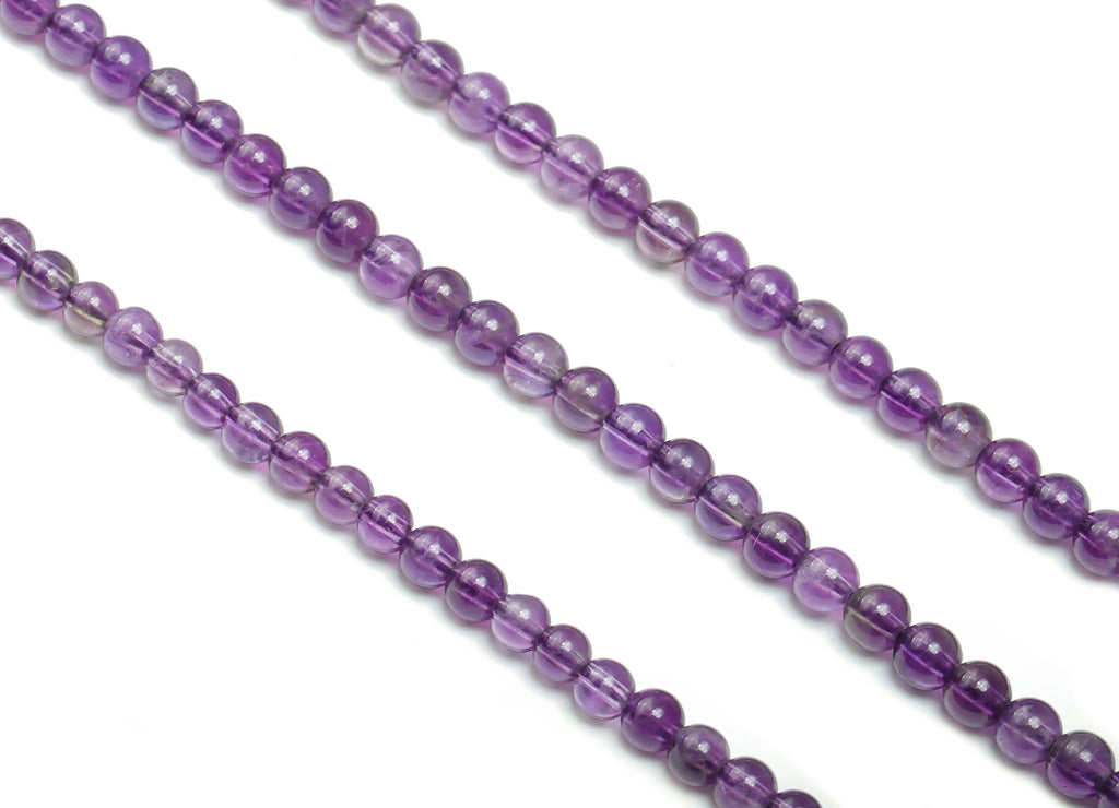 Amethyst Round Beads 4mm - 15.5 inch - Round Gemstone Beads - Natural Stone Beads - 4x4mm - NS1530 - DOMEDBAZAAR
