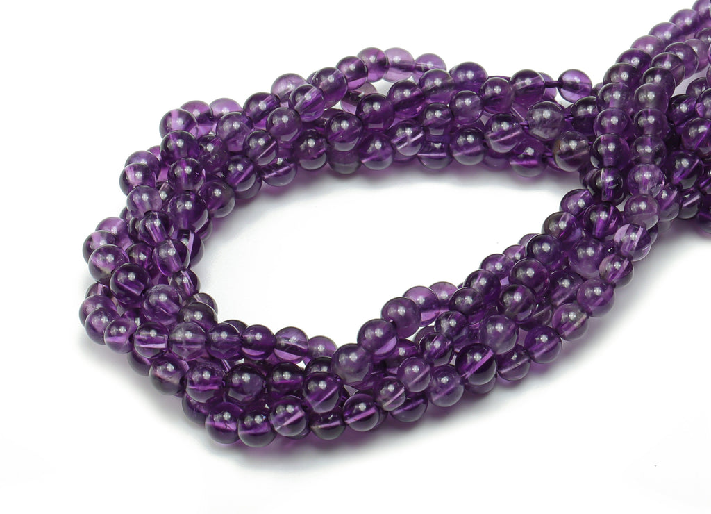 Amethyst Round Beads 4mm - 15.5 inch - Round Gemstone Beads - Natural Stone Beads - 4x4mm - NS1530 - DOMEDBAZAAR