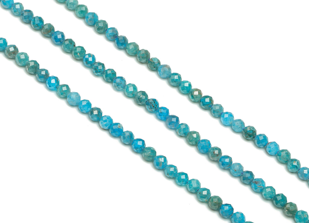 Blue Phosphate Round Beads 4mm - 15.5 inch - Faceted Round Gemstone Beads - Natural Stone Beads - 4x4mm - NS1487 - DOMEDBAZAAR