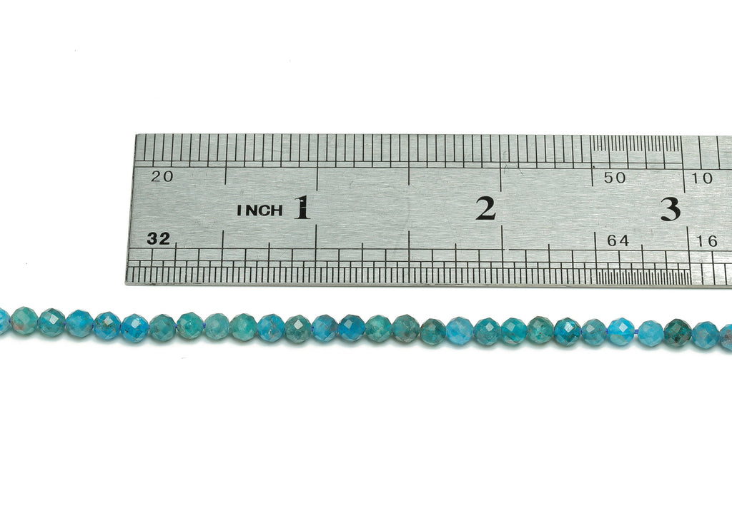 Blue Phosphate Round Beads 4mm - 15.5 inch - Faceted Round Gemstone Beads - Natural Stone Beads - 4x4mm - NS1487 - DOMEDBAZAAR