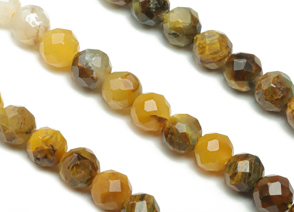 Peter Stone Round Beads 4mm - 15.5 inch - Faceted Round Gemstone Beads - Natural Stone Beads  - 4x4mm - NS1506 - DOMEDBAZAAR